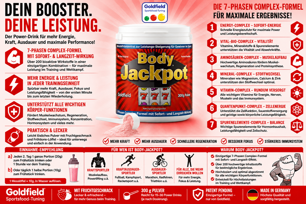 Goldfield Body Jackpot – Pre Workout Booster für Energie & Fokus (300 g)