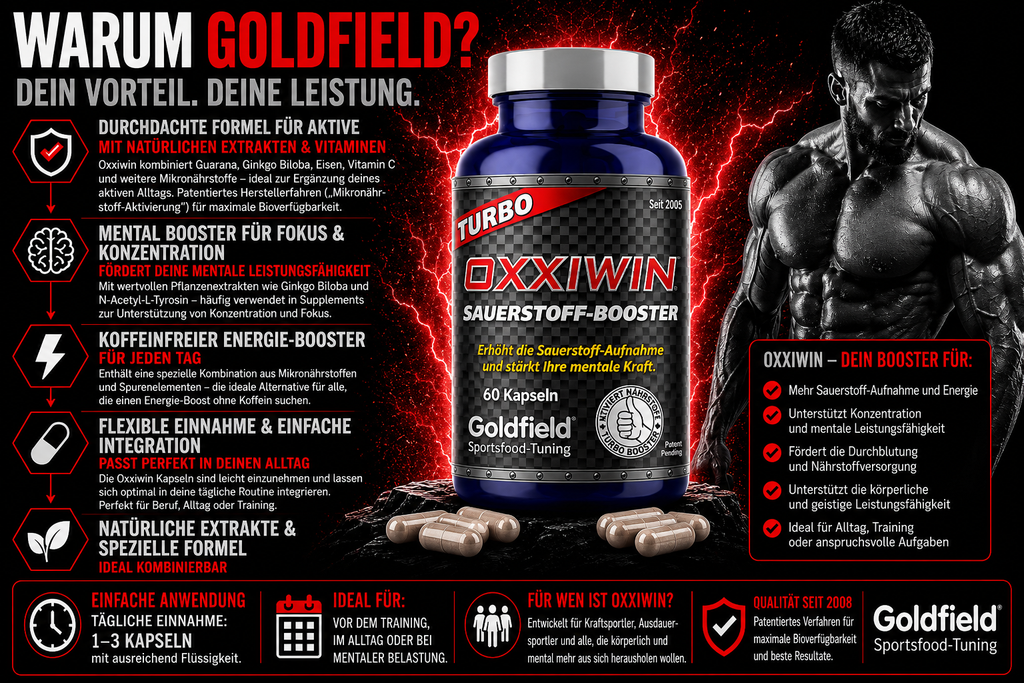 Goldfield OXXIWIN – Sauerstoff Booster (60 Kapseln)
