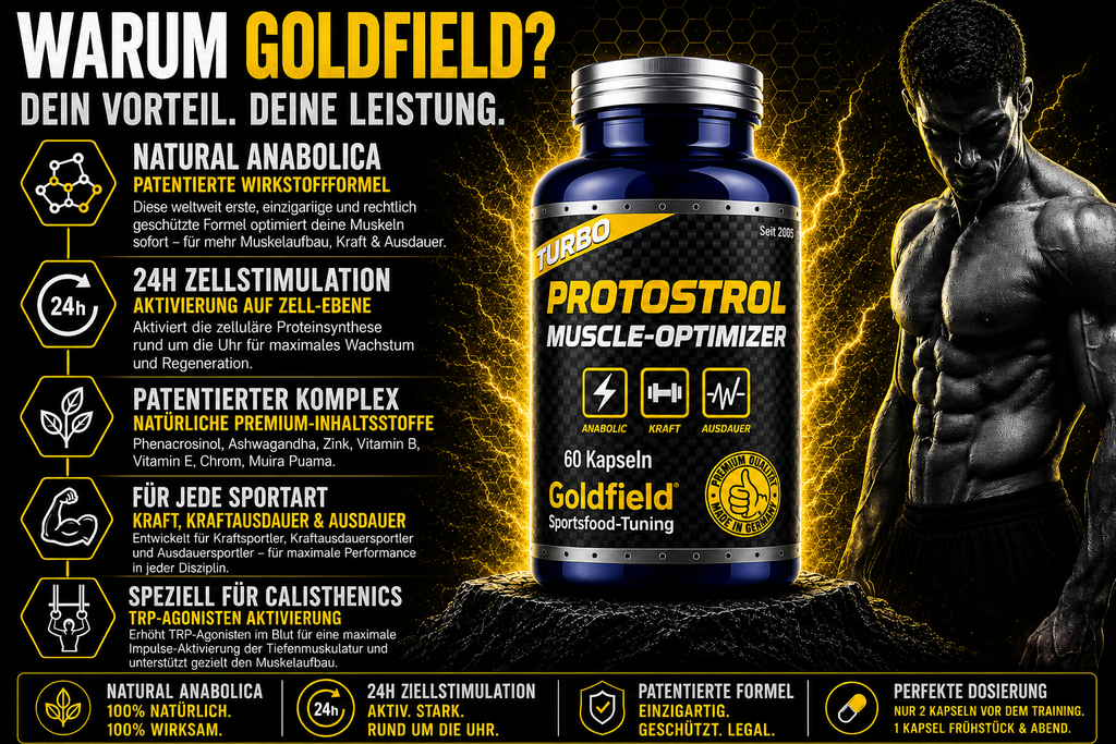 Goldfield Protostrol – Natural Anabolic Muscle Booster (60 Kapseln)